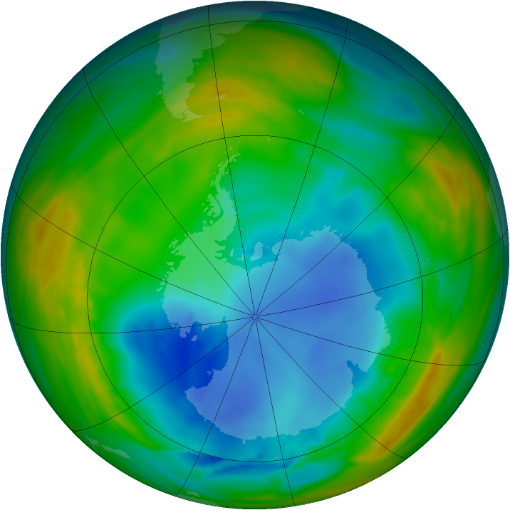 Antarctic ozone map for 26 July 2007